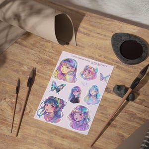 Anime Girl Holographic Stickers 2