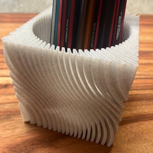 Minimalist Swirly Cube Pen Cup Pencil Holder Desk Accessory Organisation 3D Printed Design image 6