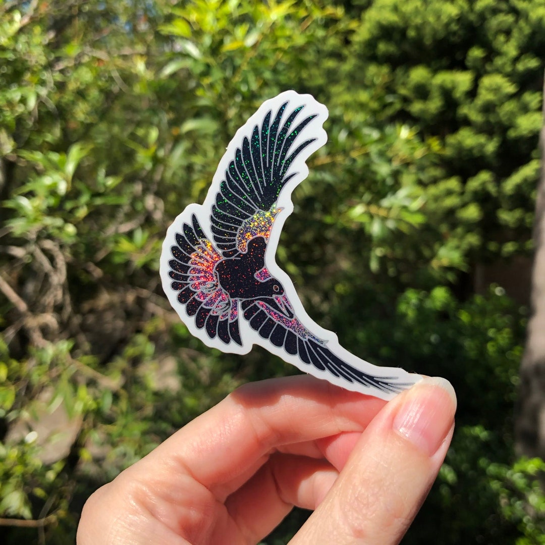 Swooping Magpie Sticker | Shimmery Glitter Magpie Sticker | Australian ...