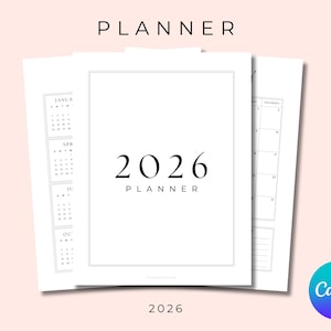 Afdrukbare planner 2026: wekelijkse, maandelijkse en dagelijkse pagina's (digitale download)