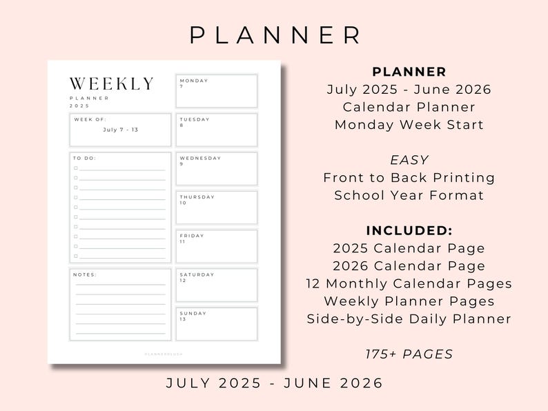 2025-2026 School Year Planner: Printable Digital Pages (PDF Download ...