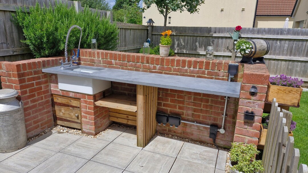 Kitchen Countertops Bbq Worktops Concrete Rustic Style Garden