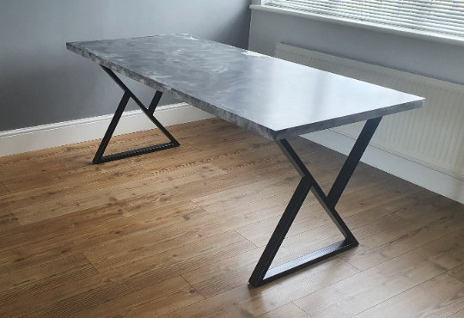 Polished Concrete Dining Table /heavy Duty Steel Frame With Legs Shape ...