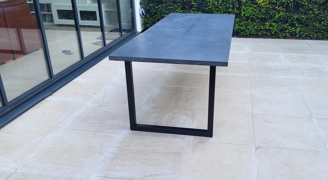 Polished Concrete Garden Dining Table /heavy Duty Steel Frame With Legs ...