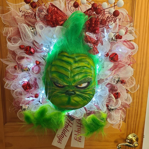 Grinch Wreath for Front Door Etsy