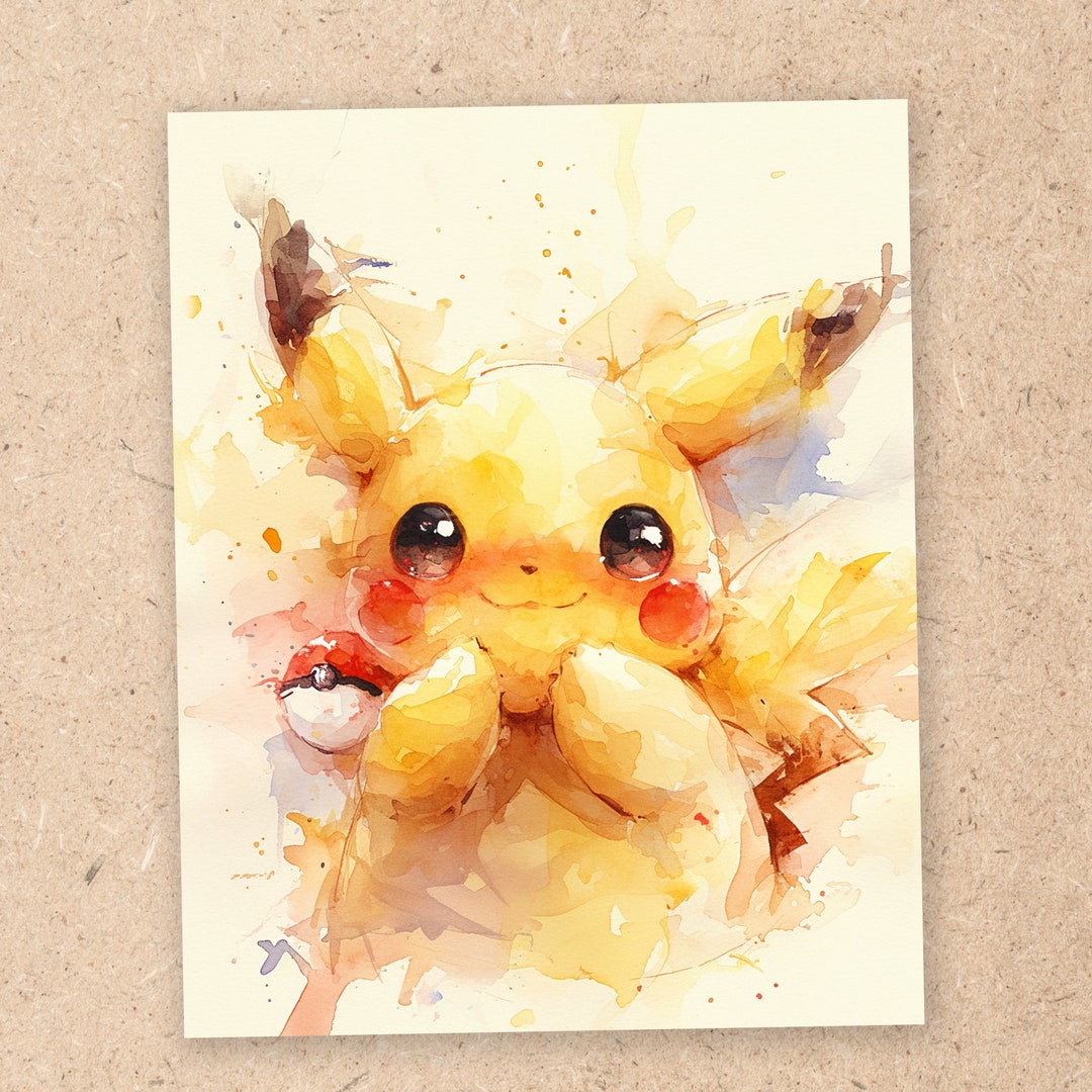 Pikachu, Watercolor Pokemon, 4x6 Art Print, Pokemon Art Print, Anime ...