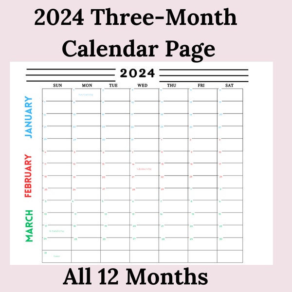 PDF 12-month calendar page for organization and events in 2024