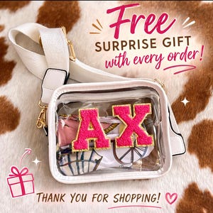 Chenille Letter Stadium Bag: Clear Concert Purse with Custom Text Strap