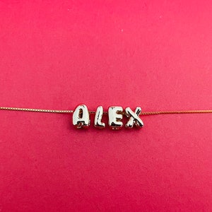 Collar con nombre de burbuja/collar de letras lindas/joyería de collar de letras 3D/collar de plata de ley/collar de letras de oro de 14K/regalo para Navidad