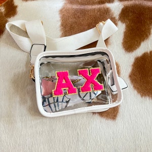 Bolsas de estadio, Para bolso de concierto, bolsa transparente, Letras de chenilla, bolsa con correa, Alta calidad, Bufanda interior incluida, Bolsa de día de juego