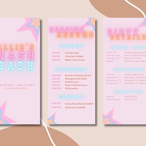 Modelo de itinerário de despedida de solteira, Nashville editável no Canva, modelo editável para impressão, download de modelo digital de planejador de fim de semana