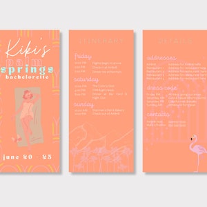 Palm Springs Theme Bachelorette Party Itinerary Digital Template Download