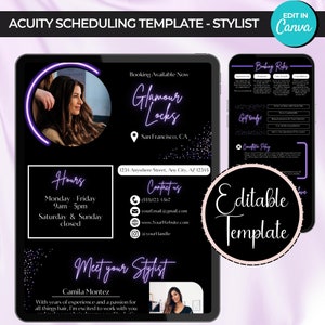 Acuity Template Hair Stylist, Acuity Scheduling Template Purple, Editable DIY Website Booking Template, Acuity Templates Hair Salon Canva