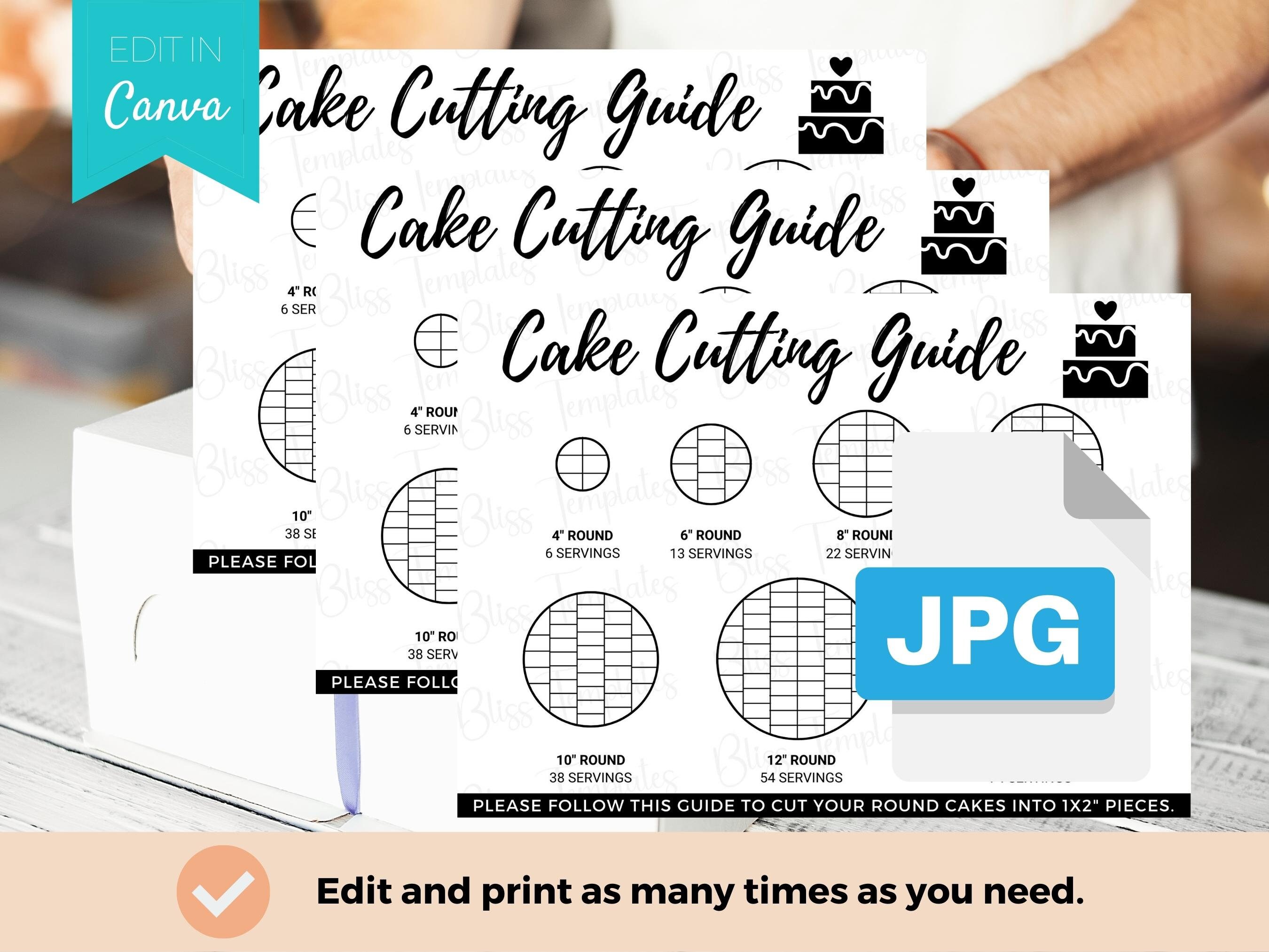 Round Cake Cutting Guide Cake Serving Guide for 1x2 Etsy