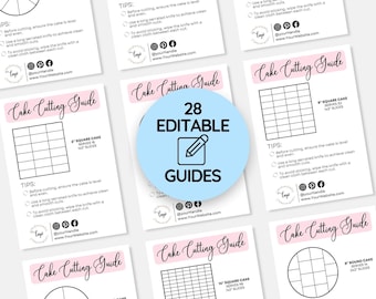 Bewerkbare sjabloonbundel met gids voor het snijden van taarten (digitale download)