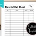 Sign in Sheet With Time Printable Sign in Template for Front - Etsy