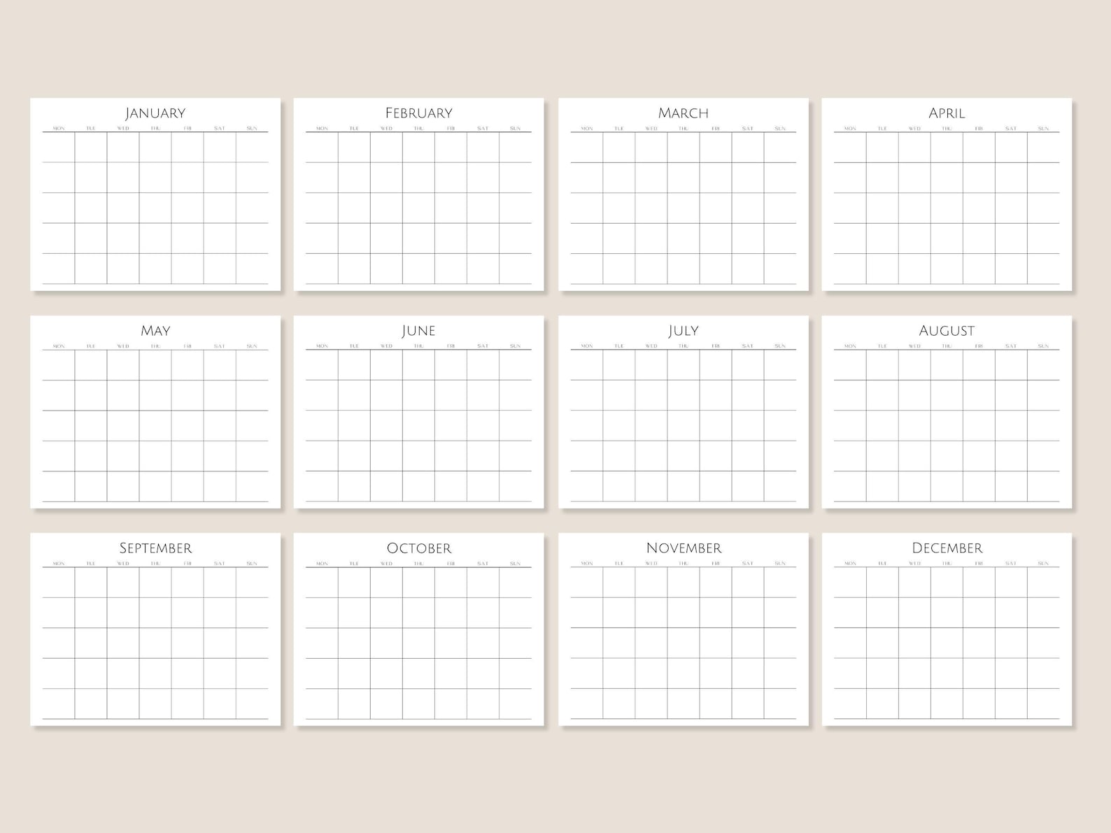 Blank Monthly Calendar Printable Undated Monthly Calendar Printable