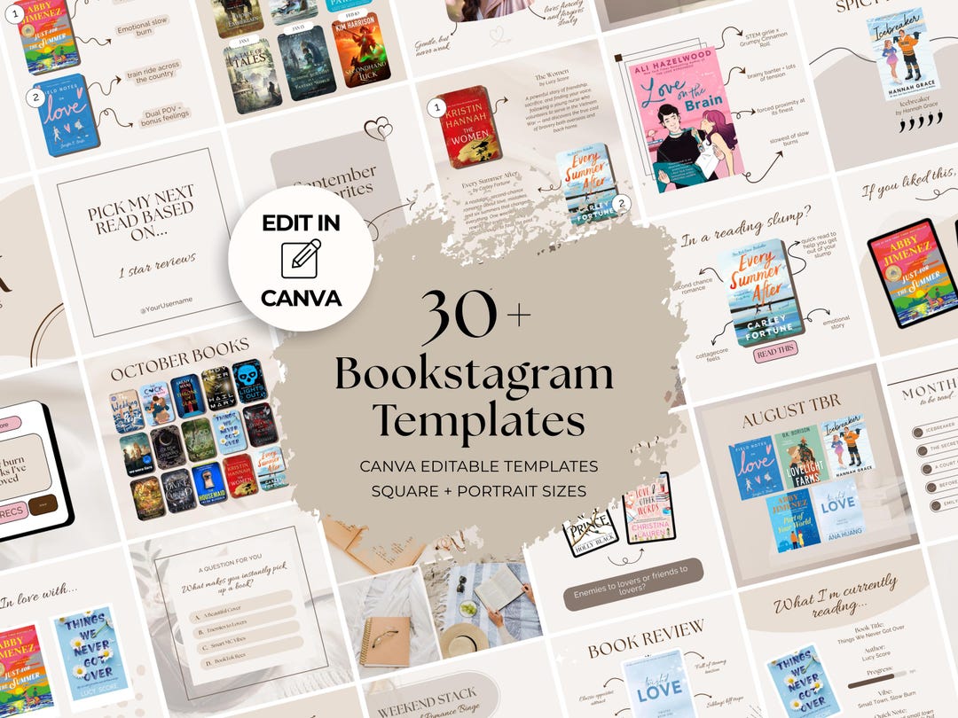 Bookstagram Canva Templates for Instagram, Bookish Social Media Post ...