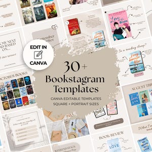 Bookstagram Canva Templates, Beige Aesthetic Social Media Posts (Digital Download)