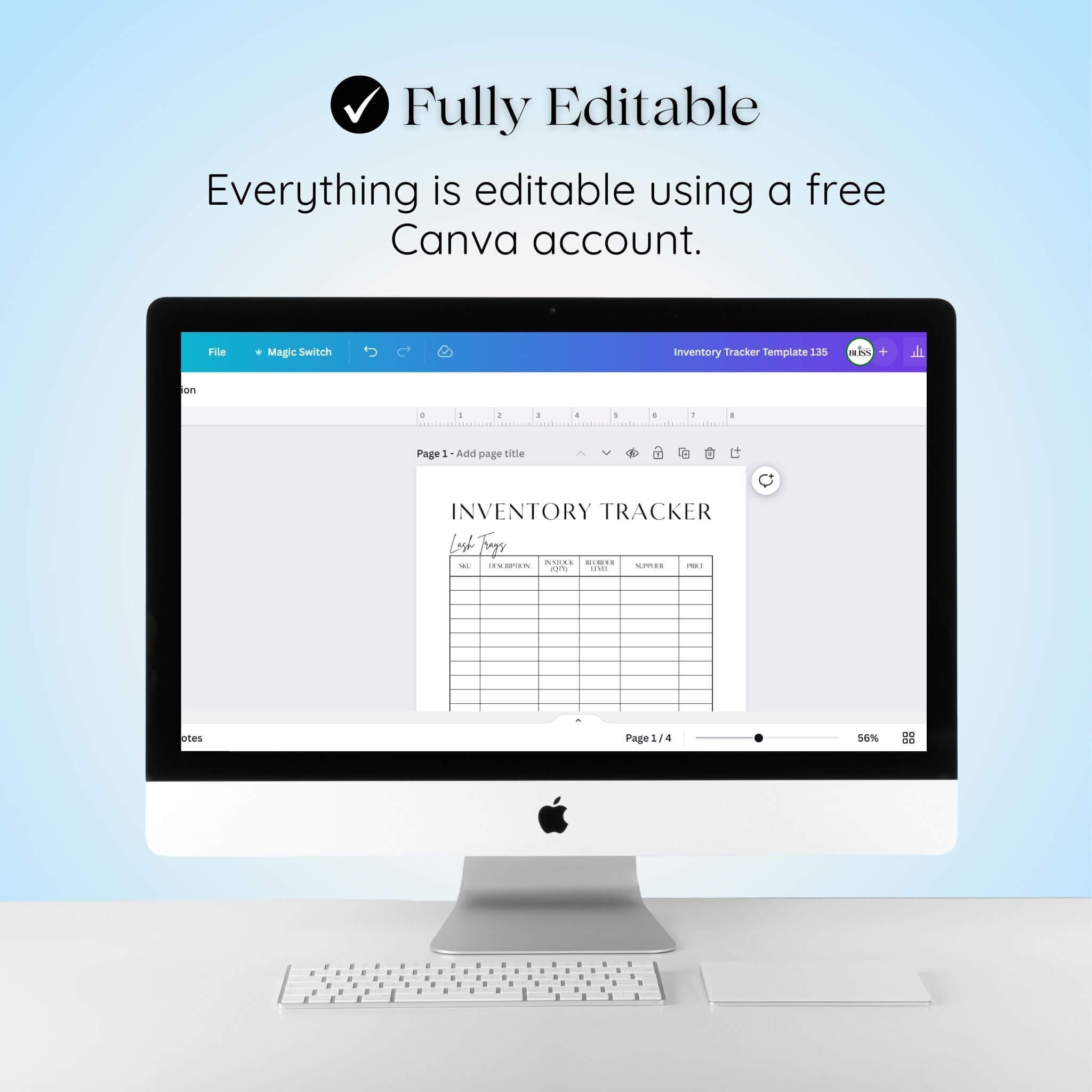 Lash Tech Inventory Tracker Template, Editable Canva (digital Download ...