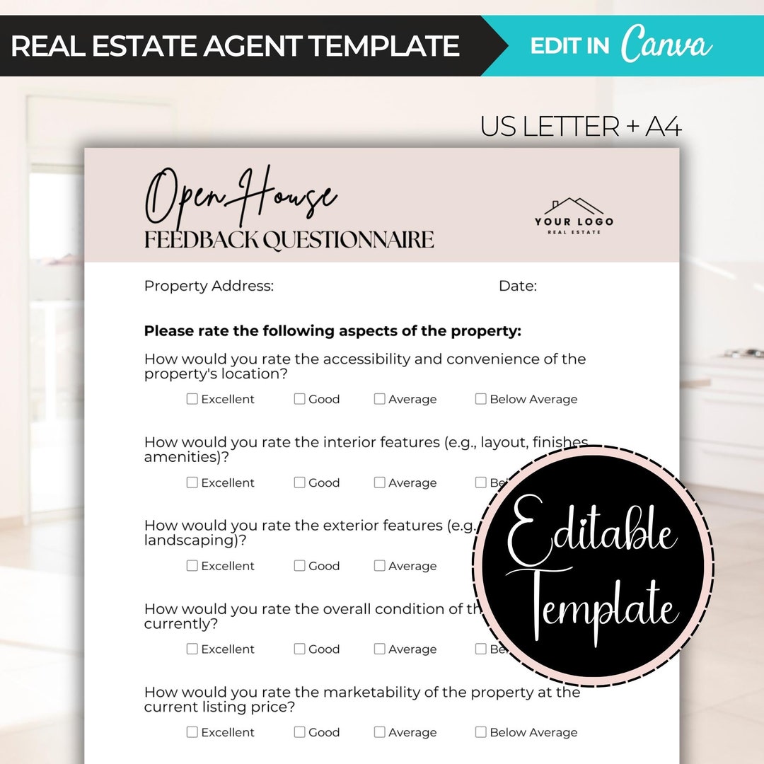 Broker Open House Feedback Questionnaire Template, Printable Questionnaire for Broker Open House