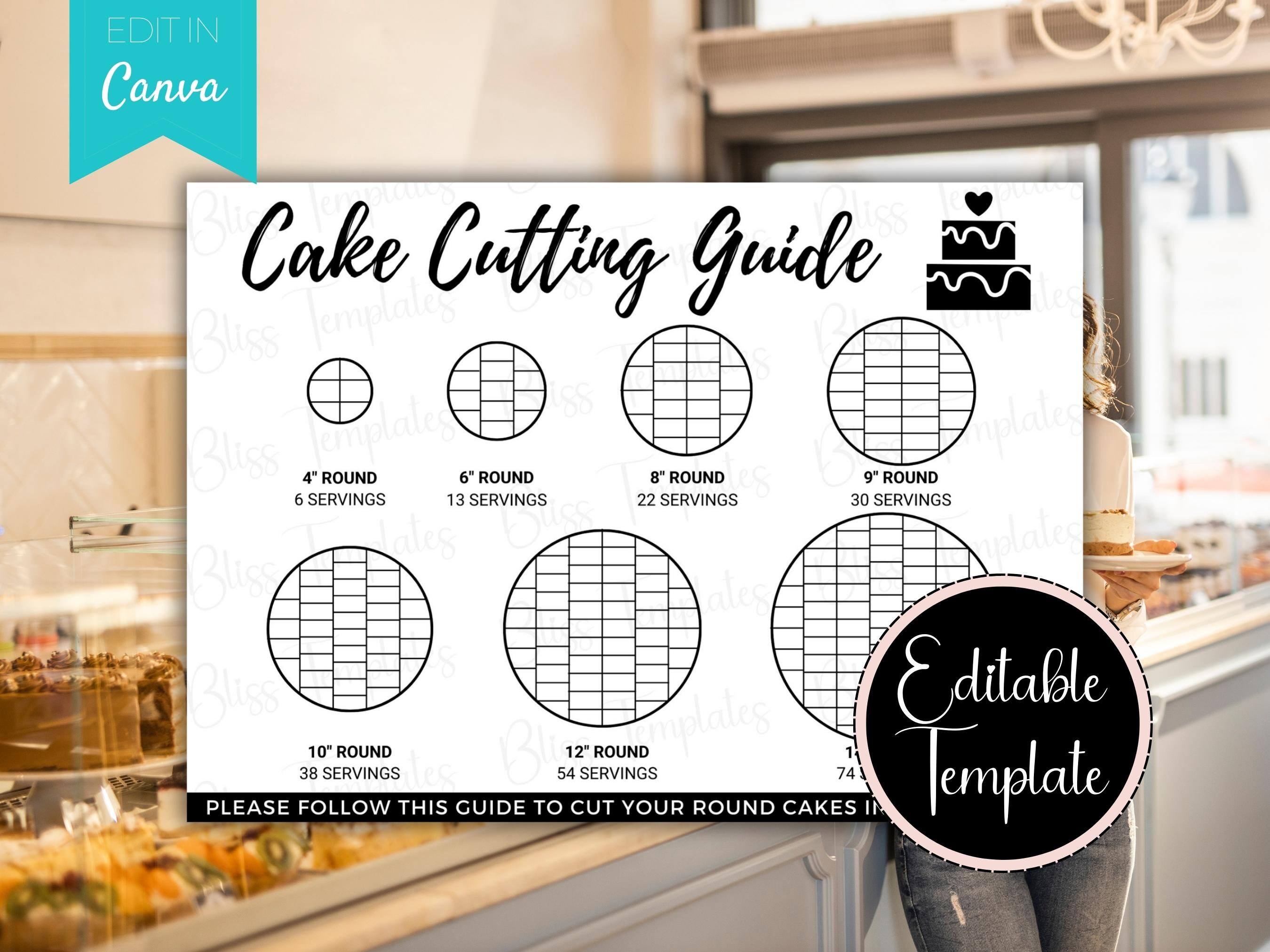 Round Cake Cutting Guide Cake Serving Guide for 1x2 Etsy