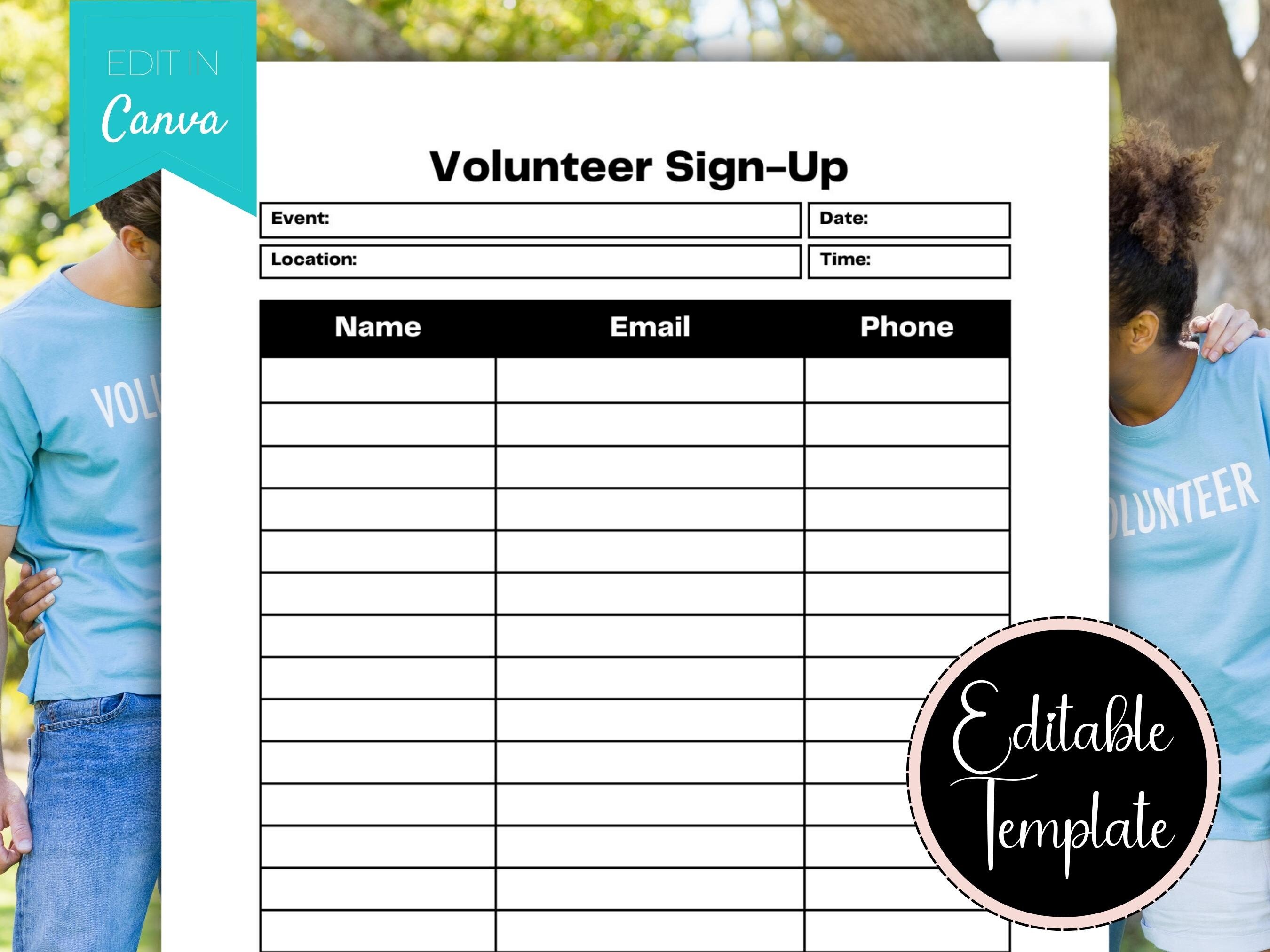 Volunteer Worksheet Template Fillable And Printable PDF Volunteer