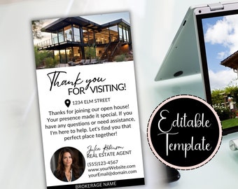 Real Estate Business Card, Digital Thank You Card, Real Estate Farming Template, Open House Thank You Card Follow Up, Real Estate Marketing