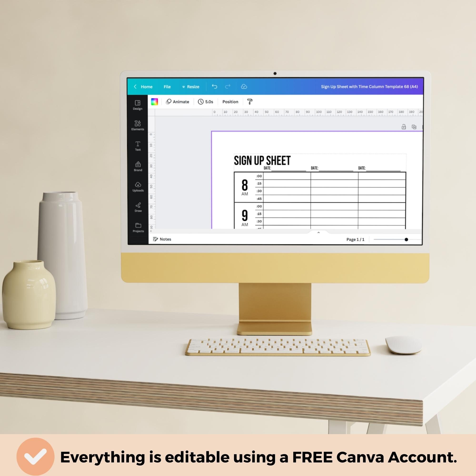 Sign up Sheet With Time Column, Client Appointment Tracker With 15 ...