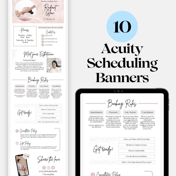 Acuity Scheduling Template Esthetician, Premade Booking Site Template, Acuity Template Canva, Editable Beauty Tech Acuity Site Squarespace