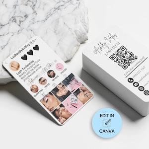 Lash Tech Visitenkarte Vorlage, Instagram Visitenkarte, DIY benutzerdefinierte Canva Vorlage, bearbeitbare Make-up Wimpern vorgefertigte Instagram-Karte, IG-Karte