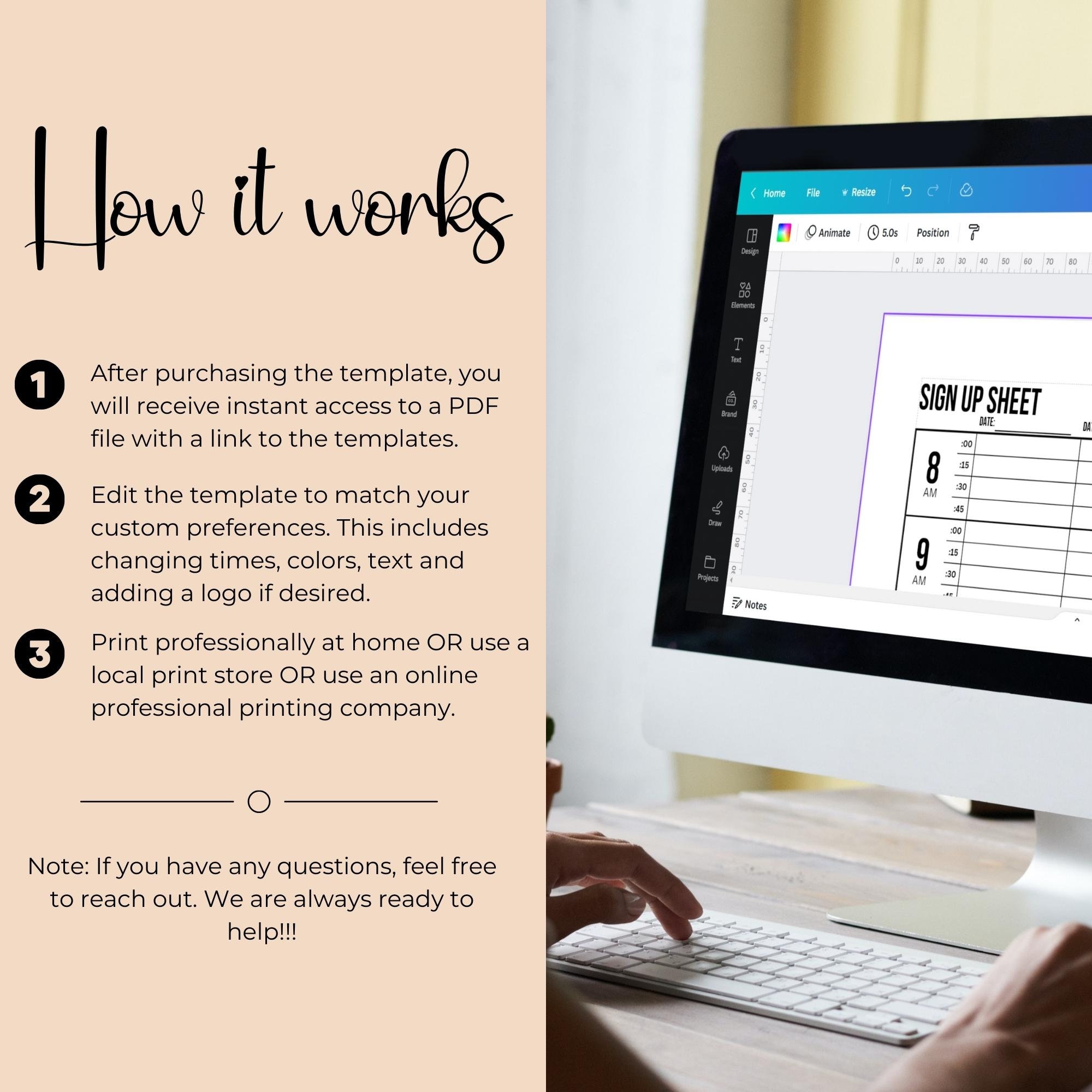 Sign up Sheet With Time Column, Client Appointment Tracker With 15 ...