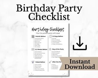 Editable Birthday Party Checklist Printable, Canva Template, Kids & Adult Party Planner, Instant Download