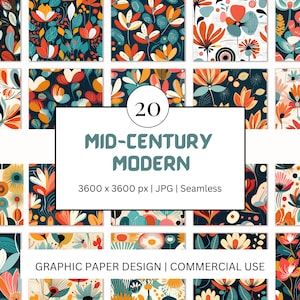 SEAMLESS Digital Paper - Mid-Century Modern  - 20 Designs -  - Print On Demand  Scrapbooking  DIY Projects - Design
