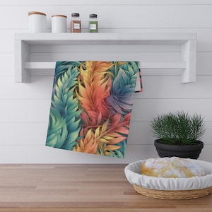 Geschirrtuch mit Blumenmuster und Blumenmotiv, Baumwollköper, Küchendekoration (18x30)