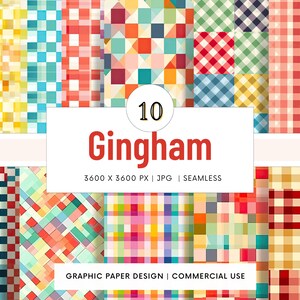 Papel digital SEAMLESS - Gingham - 10 designs - - Impressão sob demanda - Scrapbooking - Projetos DIY - Design
