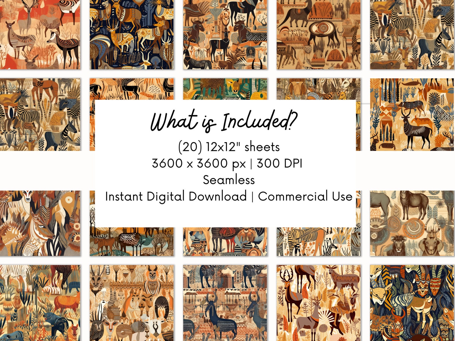 SEAMLESS Digital Paper - Stylized African Animals - 20 Designs ...