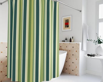 MEHOFOND Vintage Duschvorhang Gestreift – 180 X 180 Cm, Wasserdicht, Polyester, Mit 12 Haken