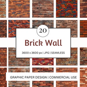 SEAMLESS Digital Papers - Brick Wall - - 20 Designs - - Print On Demand Scrapbooking DIY Projekte - Design