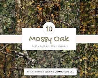 Papel digital de camuflaje de roble musgoso / Fondos JPG sin costuras (12x12)
