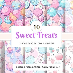 NAADLOOS digitaal papier - Sweet Treats - 10 Designs - - Print On Demand - Scrapbooking - DIY Projects - Design