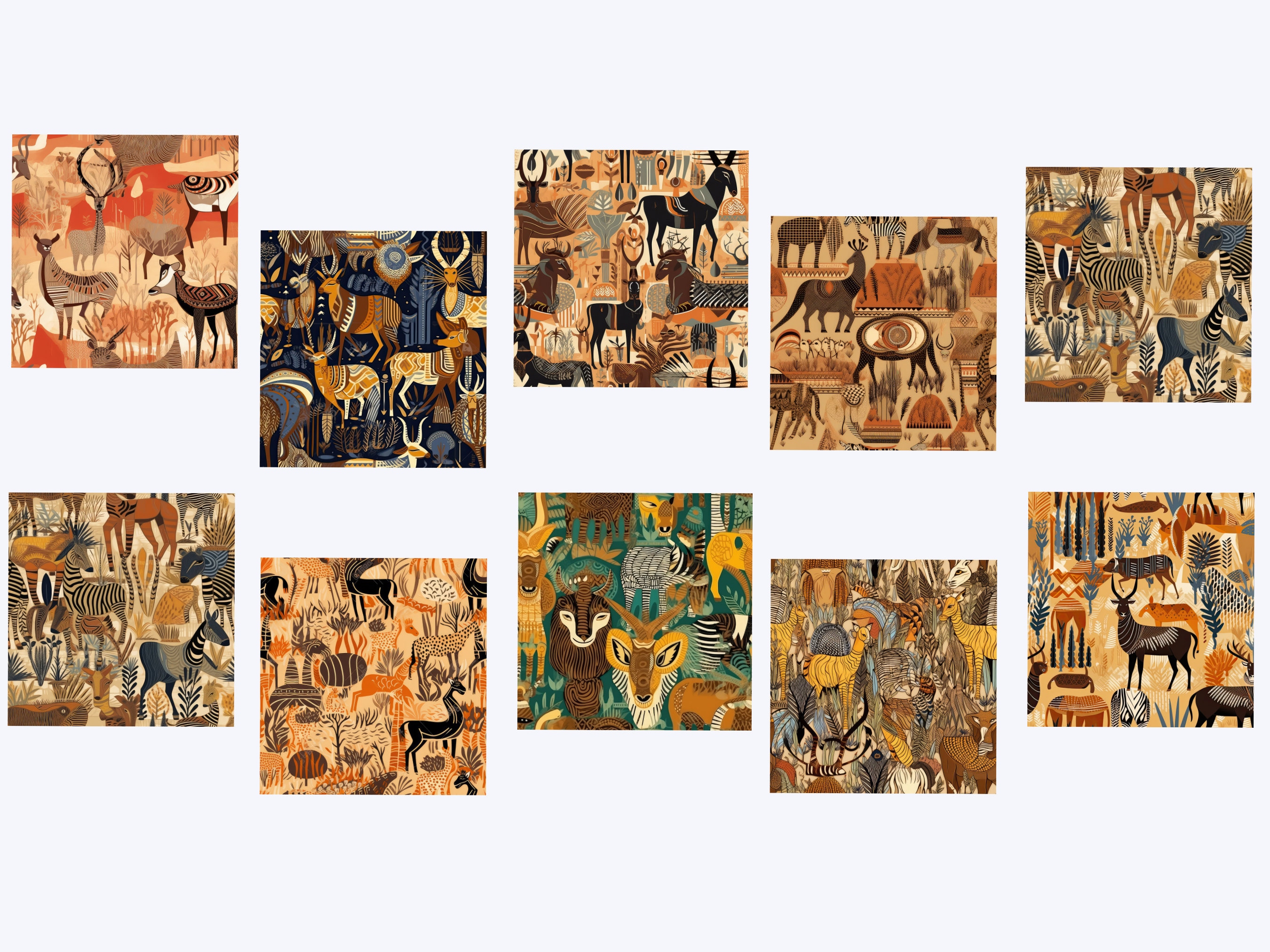 SEAMLESS Digital Paper - Stylized African Animals - 20 Designs ...