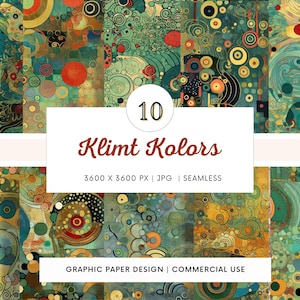 SEAMLESS Digital Paper - Klimt Kolors  - 10 Designs -  - Print On Demand - Scrapbooking - DIY Projects - Design