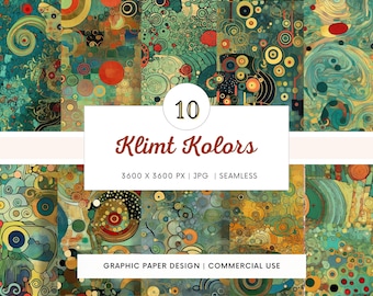 SEAMLESS Digital Paper - Klimt Kolors  - 10 Designs -  - Print On Demand - Scrapbooking - DIY Projects - Design