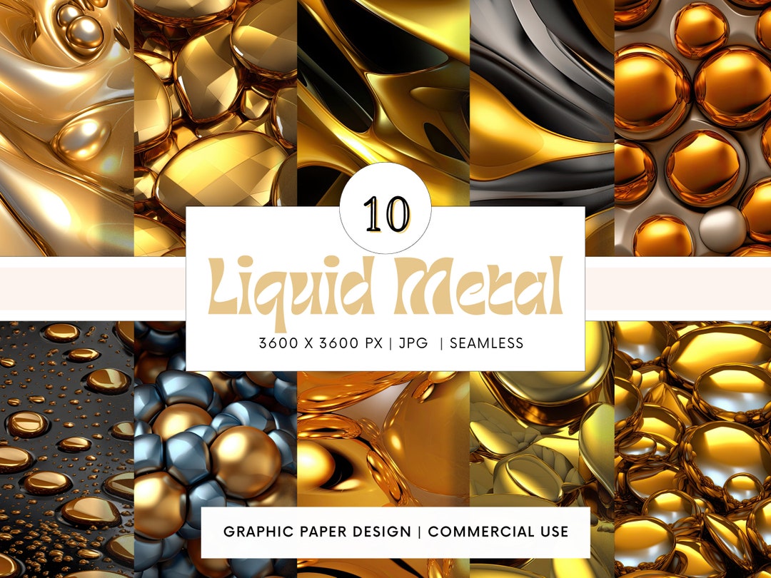 SEAMLESS Digital Paper - Liquid Metal - 10 Designs - - Print on Demand ...