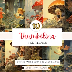 10 Digital Papers | THUMBELINA | 12x12 Scrapbook Paper Pack | Printable Craft Backgrounds | Instant Download JPG