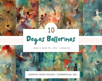 SEAMLESS Digital Paper - Degas Ballerinas  - 10 Designs -  - Print On Demand - Scrapbooking - Journaling - Projects