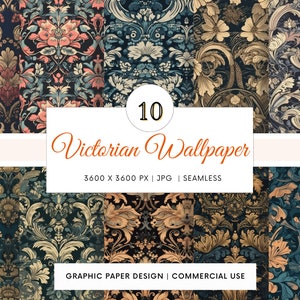 SEAMLESS Digital Paper - Viktorianische Tapete - 10 Designs - - Print On Demand - Scrapbooking - DIY Projekte - Design