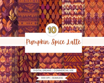 SEAMLESS Digital Paper - Pumpkin Spice Latte  - 10 Designs -  - Print On Demand - Scrapbooking - Journaling - Projects