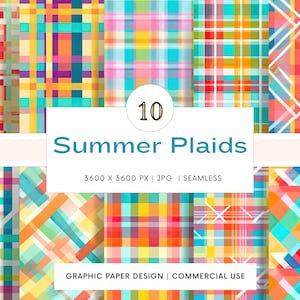 SEAMLESS Digital Paper - Sommer kariert - 10 Designs - - Print On Demand - Scrapbooking - DIY Projekte - Design